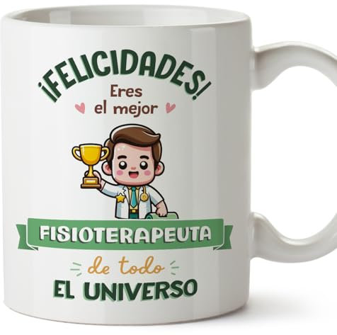MUGFFINS Tazas para FISIOTERAPEUTA hombre - En Español - Mejor Universo Trofeo - 11 oz / 330 ml - Regalo original y divertido