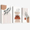 3Pcs Cadre en Bois Impression sur Toile Géométrique Boho Tableau Image sur Toile Noir Beige Terracotta Minimalist Peinture Tableau Decoration Murale Salon Chambre Salle de Bain 120x60cm(16x24x3)