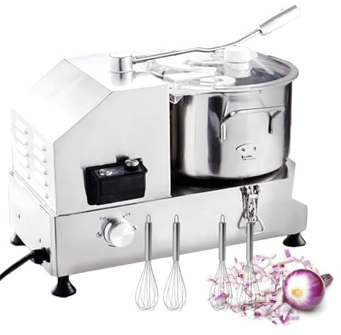 forplubossmmp Procesadores De Alimentos 0,75kw/0,75kw/1,5kw Picadora De Verduras, Picadoras De Carne Eléctricas con Perilla De Control Ajustable, Barril De Acero Inoxidable para Uso Comercial,6L