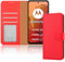 iCatchy Case for Motorola Moto G15 / Moto G05 / Moto E15 Case Leather Wallet Book Stand View Magnetic Protect RFID Blocking Cover compatible with Motorola G15 / E15 / G05 Phone Cover (Red)