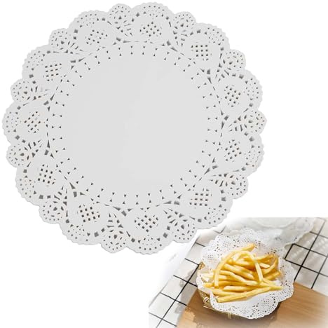 Papierdeckchen ,Tortenspitze 100 Stück Ø19 cm Blütenmuster, Einweg-Spitzendeckchen für Torten, Lebensmittelgeeignet, Papier, Elegantes Design, Perfekt für Desserts, Kuchen, Gebäck