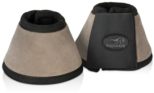 Equinate Hufglocken Fargo mit Wildleder überzogen M Grau - Robuste und stoßdämpfende Springglocken - Hufschutz für Training und Turniere - 2er Set