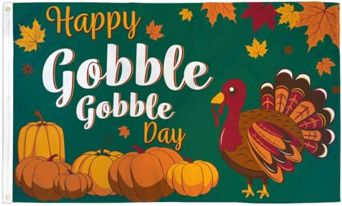 Happy Gobble Day Flagge, 90 x 152 cm, Poly-Dekoration für alle Jahreszeiten