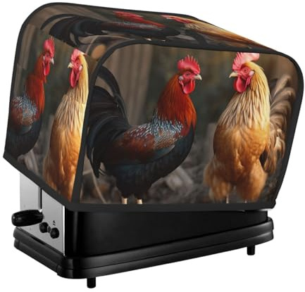 Toasterabdeckung für 2 Scheiben, Hahn und Huhn, für kleine Backöfen, Küchenbrotmaschinen, Schutz