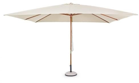 KONTE.DESIGN Sombrilla de jardín Syros de madera y acero, lona beige 3 x 4, beige, 3x4 m