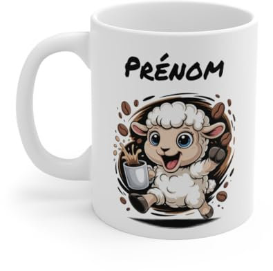 Teecustom Mug Hérisson Personnalisé – Tasse Café Mignonne et Énergique avec Prénom – Cadeau Original (Mouton)