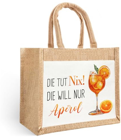 GluckGeschenk Aperol Geschenk Tasche, Aperol Spritz Jutetasche für Freundin, Kollegin und Aperol Liebhaber, Einkaufstasche
