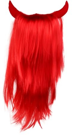 Healeved Bunte Cosplay Perücke mit Hörnern aus Pet für Halloween und Party Komfortabel und Sicher als Haaraccessoire für Erwachsene und Kinder