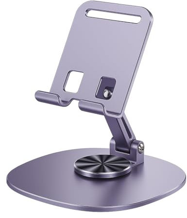 Générique Support Téléphone et Tablette en Aluminium – Pliable et Réglable, Rotation 360°, Antidérapant – Compatible iPhone, iPad, Samsung, Huawei – Bureau & Maison