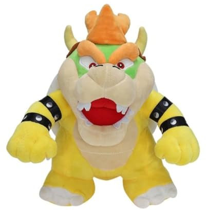 Bowser Super Mario Plüschtier, 26 cm, weiches Stoffspielzeug, Videospielfigur, Gelb und Orange
