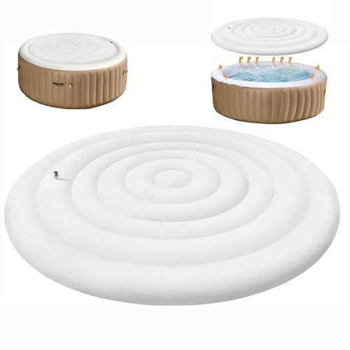 160cm PVC Couverture De Spa Gonflable, Isolation Thermique Pliable pour Spa Couverture Couvre-Bain Gonflable avec Poignées À La Neige Couvercle Isolé De Ronde pour Villa Centre de Spa Aucune poignée