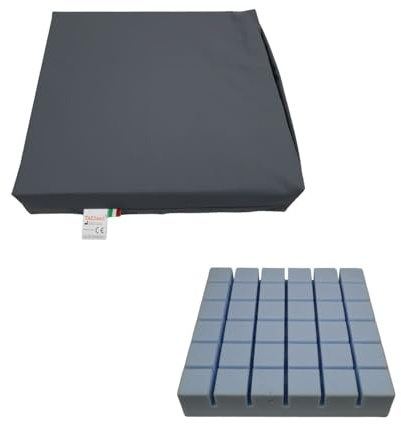 TAKIMED Anti-Dekubitus-Kissen aus puleurethan-Schaum mit wasserdichtem Bezug mit 36 Elementen 42x42 H8 -Dekubitus-Kissen zur Vorbeugung von Druckgeschwüren. (GRAU)