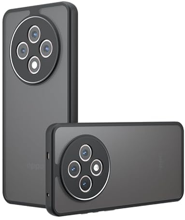 PEIYE Cover per Oppo Reno 12F (5G/4G) / Reno 12 FS - Custodia Antiurto in Silicone con Pannello Posteriore Opaco traslucido e Bordo Nero Antiscivolo - Nero