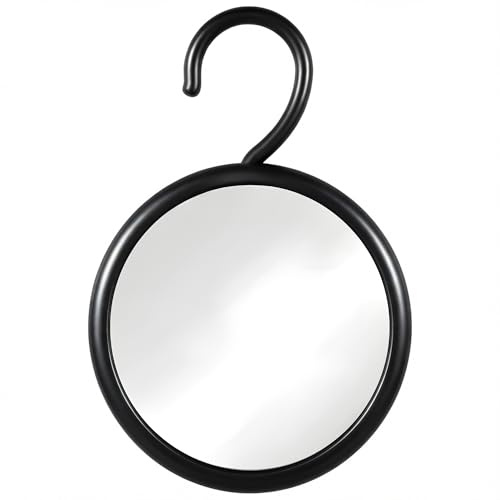 MIRRORVANA Anti Fog Shower Mirror for Shaving with Hook, 17cm (Black) | Hanging Fogless Shaving Mirror with Shatterproof Surface & 360° Swivel Help Make Shaving & Grooming Easier Every Single Day