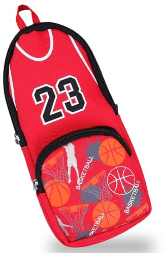 CRTLNYH Astuccio per giocatore di pallacanestro, basket star player Portapenne Doppia cerniera,Forniture de Scuola e Ufficio Basketball di Cancelleria （22 * 9 * 6cm） (Rosso 23)