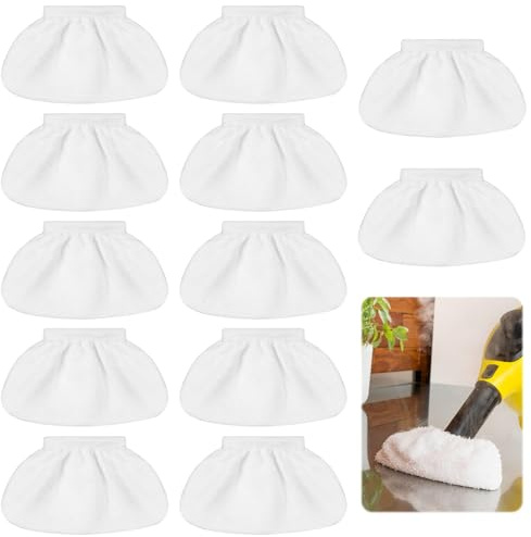 12 Pcs Bonnettes Microfibre Lingettes, Chiffons Microfibre Housses de Rechange pour Karcher Nettoyeur Vapeur SC1 SC2 SC3 SC4 SC5 Réutilisables Compatible avec la plupart des Nettoyeur à vapeur
