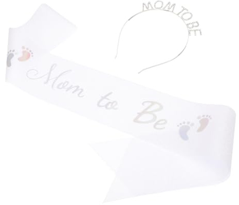 Alipis Mom To Be Sash und Kristall Tiara Verstellbare Shower Schärpe und Kopfschmuck für Werdende Mütter Komfortables Glattes Material Festliche Partydekoration und Geschenk für Frische