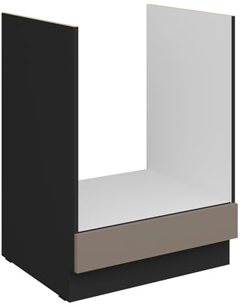 Kuechen-preisbombe Küchen Herdunterschrank 60 cm Küche ARIA Sandgrau Ultra matt + Schwarz matt, hochwertige Fronten mit Anti Fingerprint Beschichtung Küchenzeile Küchenblock