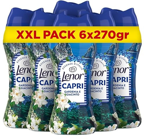 Lenor Profumatore Bucato Lavatrice, Perle Profumate, Capri, MEGA Formato 6 x 270g, Intensificatore Di Profumo