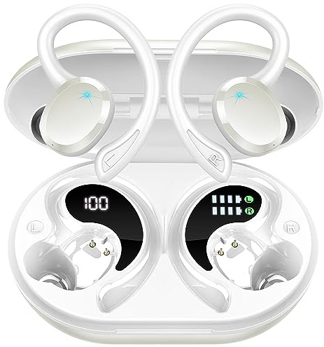 Wireless Earbuds Sport, Bluetooth 5.4 Headphones, Deep Bass Hi-Fi Stereo Ear Bud, 4 ENC Noise Cancelling Mic Earphones with Earhooks, 50 Hrs USB-C IP-X7 Waterproof for Running Gym Workout Android iOS