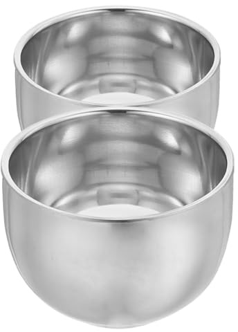NUOBESTY Lot de 2 Bols à Raser en Acier Inoxydable 200ml à Double Paroi, Pot de Mousse à Raser Robuste pour Homme, Améliore L'efficacité du Rasage, Usage Maison et Voyage