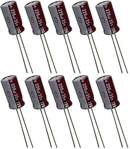 Aerzetix: 10 x condensatore chimica Low ESR 220µf ± 20% 35 V THT 105 °C 3000H ø8 X 15 MM radiale