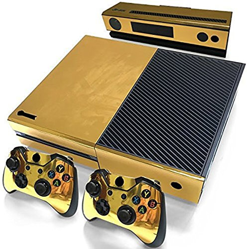 DOTBUY Xbox One Autocollant Console Decal Vinyl Skin Sticker + 2 Autocollant Manette + 1 Autocollant Kinect Set (Glossy Gold)