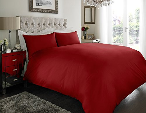 Sapphire Collection 100% Egyptian Cotton 200 Thread Count Duvet Cover With Pillow Case Bedding Set (Super King, Red)