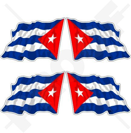 CUBA Cubana Bandera Ondeante República de Cuban 2 (50mm) Pegatinas de Vinilo Adhesivos, Stickers, Calcomanias x4