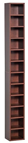 HOMCOM Mobiletto porta CD da Parete con Mensole semplice elegante funzionale in Legno mobile marrone 21 x 20 x 175cm