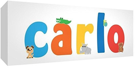 Little Helper Leinwand-Nursery mit Frontblende, Position personalisierbar mit Namen von Jungen Carlo 15 x 42 x 4 cm mehrfarbig