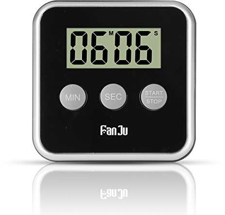 FanJu FJ231 Eieruhr Digital Küchentimer, Kitchen Timer with Big Display/Lauter Alarm/Magnetischer Rückseite/Einklappbarer Ständer/Einfache Bedienung Mini Countdown Alarm