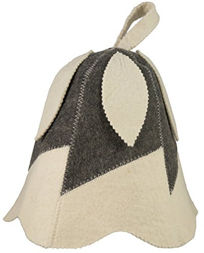 DIYer - Chapeau de sauna – avec guide de sauna – Motif grelots gris – 100 % coton – Bonnet de sauna en feutre