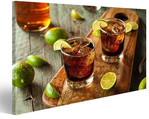 islandburner Bild Bilder auf Leinwand Rum und Cola Cuba Libre mit Limette und EIS Wandbild, Poster, Leinwandbild JLV