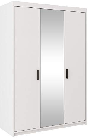 Mirjan24 Kleiderschrank Elena 3D, Drehtürenschrank, Farbauswahl, 3-türig Schrank, Weiß, Sonoma, Lefkas (Weiß mit Spiegel)