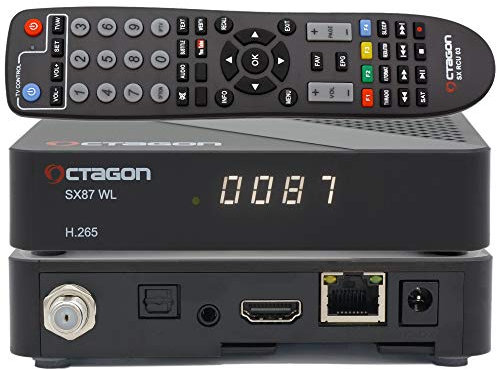 OCTAGON SX87 HD WL H.265 S2+IP HEVC Set-Top Box Kartenleser, Mediaplayer, DLNA, YouTube, Web-Radio, USB PVR, 150Mbits WiFi + HDMI Kabel