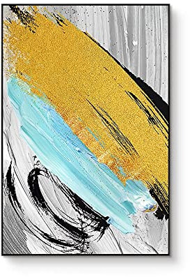 MWMG Acrylbilder Auf Leinwand Handgemalt, Moderne Abstrakte Hellblaue Graue Textur Graffiti Artwork Handgemalte Ölgemälde Auf Leinwand Wandkunst Für Wohnzimmer Schlafzimmer Büro Wohnkultur,50X7
