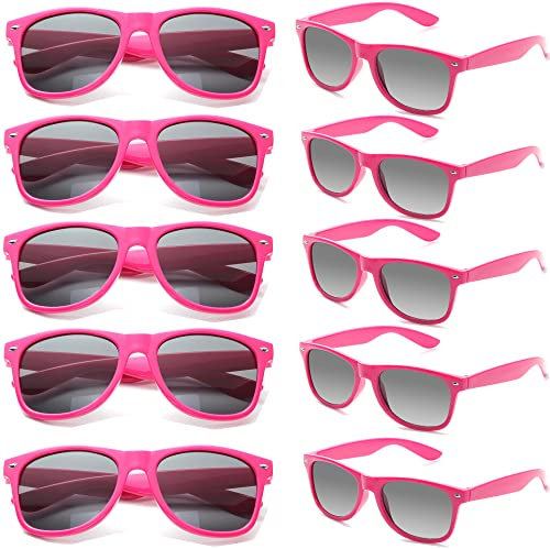 FSMILING 10 Stück Neon Party Sonnenbrille Multipack 80er Retro Günstige Rosa Sonnenbrillen Bulk Party Favors Sonnenbrillen Pack für Erwachsene Männer und Frauen