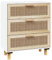 vidaXL Sideboard mit Schubladen Schrank Anrichte Beistellschrank Kommode Schubladenschrank Weiß 60x30x70cm Massivholz Kiefer Natur-Rattan