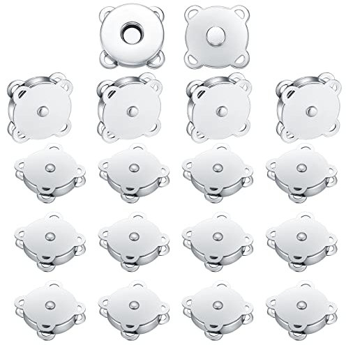 Kigniote Magnetknöpfe 19mm, 20 Stück Magnetischer Pflaumenförmiger Verschluss für Taschen, Kleidung, Basteln (Silbern)