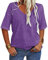 Tankaneo Damen V-Ausschnitt Kurzarm T-Shirt Casual Lose Basic Sommer Tops Halbarm Oversized Tunika Tee
