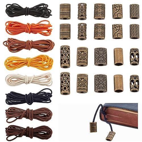 BENECREAT 16m Elastisches Polyester-Stretchkabel Mit 20 Legierungserhöhungen, Reise-Notebook-Gummiband DIY-Reparaturset Für Herstellung Elastischer Lesezeichen Mit Spaltenperlen