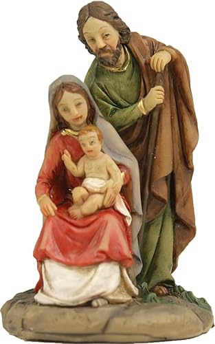 FADEDA Hlg. Familie, Krippenblock/Höhe:6 cm/handbemalt/detailgetreue Krippen Figuren - Weihnachten Tisch Dekoration Krippe Zubehör