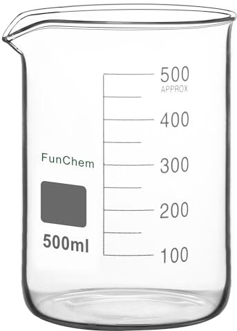 FunChem Matraz de Precipitados Alto Graduado en Vidrio de Borosilicato de Alta Resistencia con Pico Vertedor - Matraz de Laboratorio para Mezclar y Almacenar, 500 ml