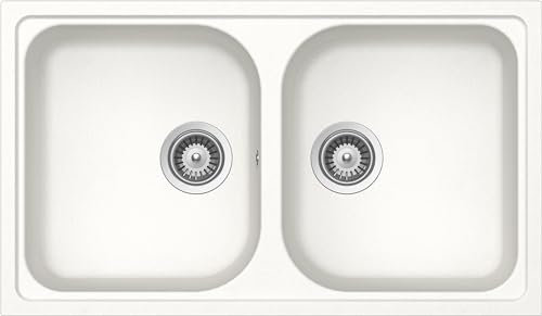SCHOCK | Fregadero de cocina Lithos N200 2 senos, material Cristalite®, blanco absoluto, 860 x 500 mm