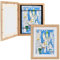 Framelane Set of 2 Natur Eiche Kinder Bilderrahmen A4 aus FSC-zertifiziertem Massivholz mit Magnetverschluss, Acrylglas, Passepartout, Wand- & Tischaufstellung – Bilderrahmen für Kinderzeichnungen