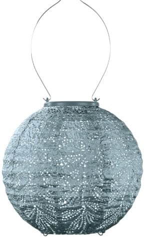 LUMIZ Solarlaterne - für Außen - Folia - Runden - Gartenbeleuchtung - Solarlampen - Gartendeko - 20cm - Grau