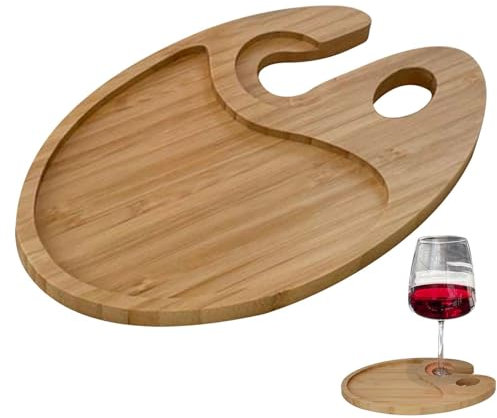 Appetizer Platter Board | Charcuterie Serving Board | Slate Wine Cheese Board, Appetizer Serving Board with Glass Holder, Pine Small Cheese Board Food Serving Tray for Family Gatherings, Restaurant
