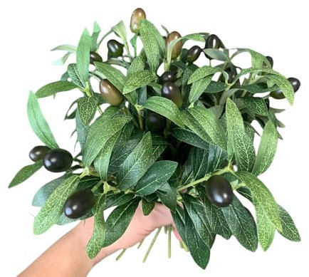 DODXIAOBEUL 12 Pcs Faux Olive Branches for Vase 11.4'' Fake Plant Olive Tree Branches Artificial Greenery Decor,for Home Weddings Party Decor Vase Floral Arrangement