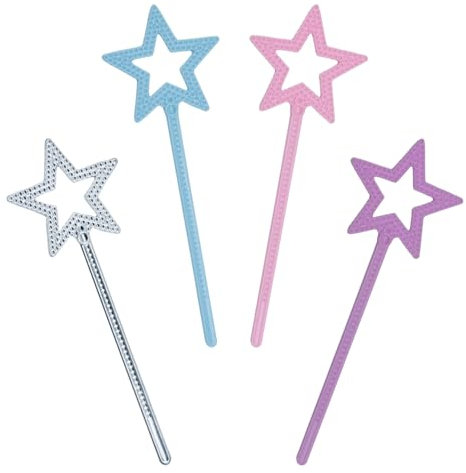SYEYCW 4 Pièces Baguette Magique, Baguette de Princesse, Baguettes de Fée en Forme d'Étoile, Baguette de Fée pour Enfants, Baguette Magique d'ange pour Anniversaire, Mariage, Cosplay, Jeu de Rôle